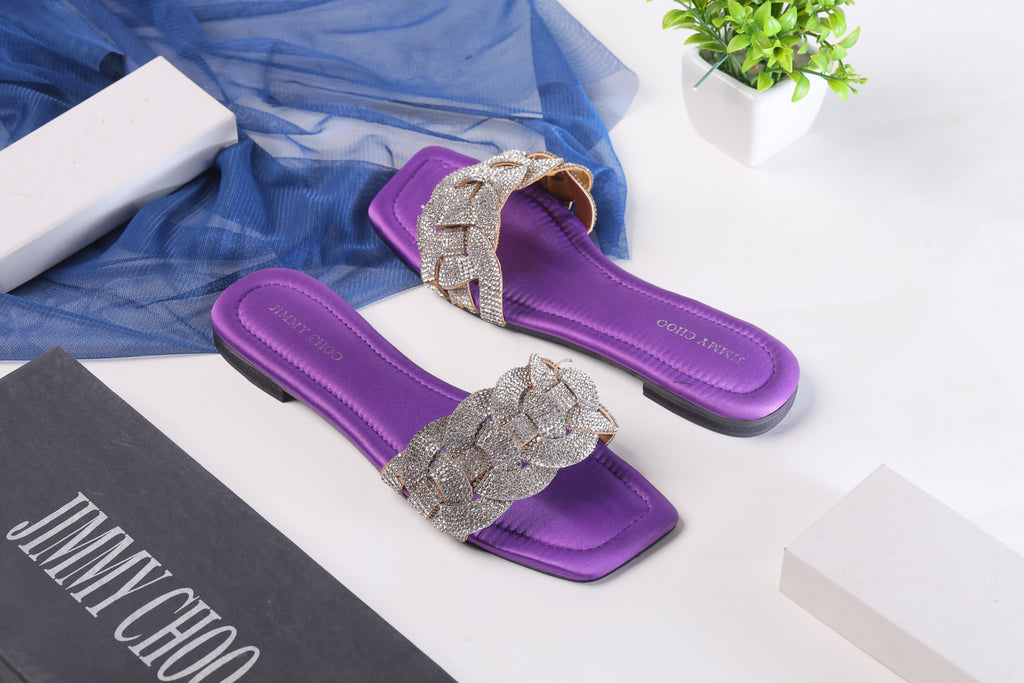 JIMMY CHOO RHINESTONES SLIDES