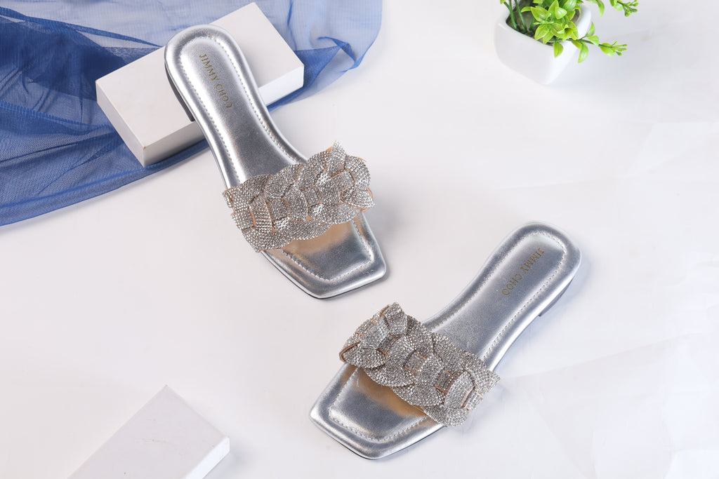 JIMMY CHOO RHINESTONES SLIDES