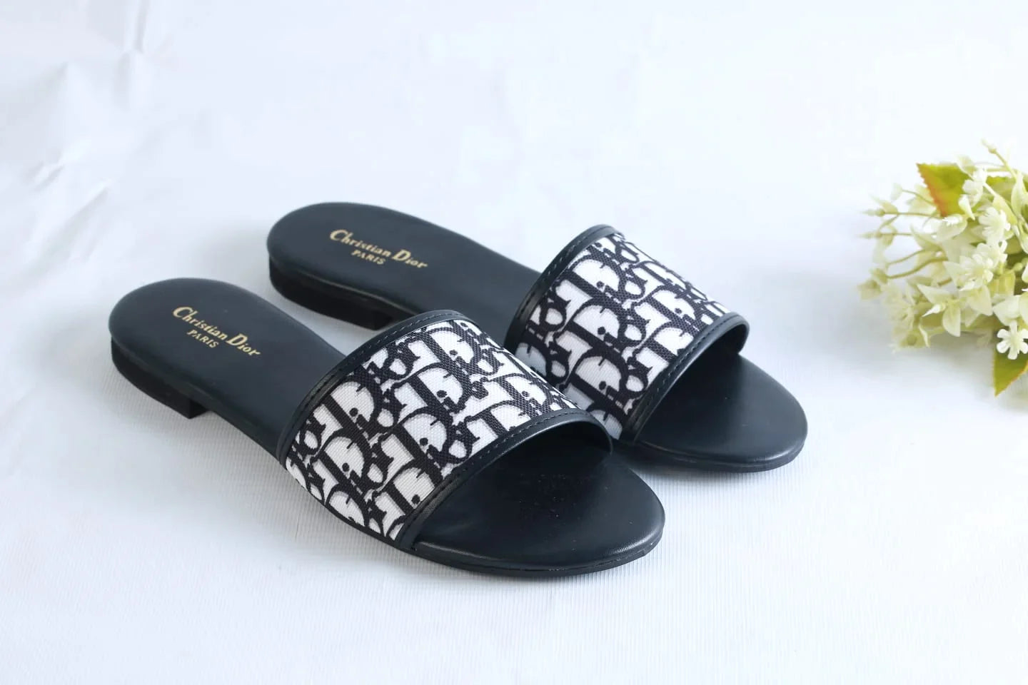COMBO DEAL - DIOR SLIDES WITH DIOR BOOK TOTE BAG - DD GREY