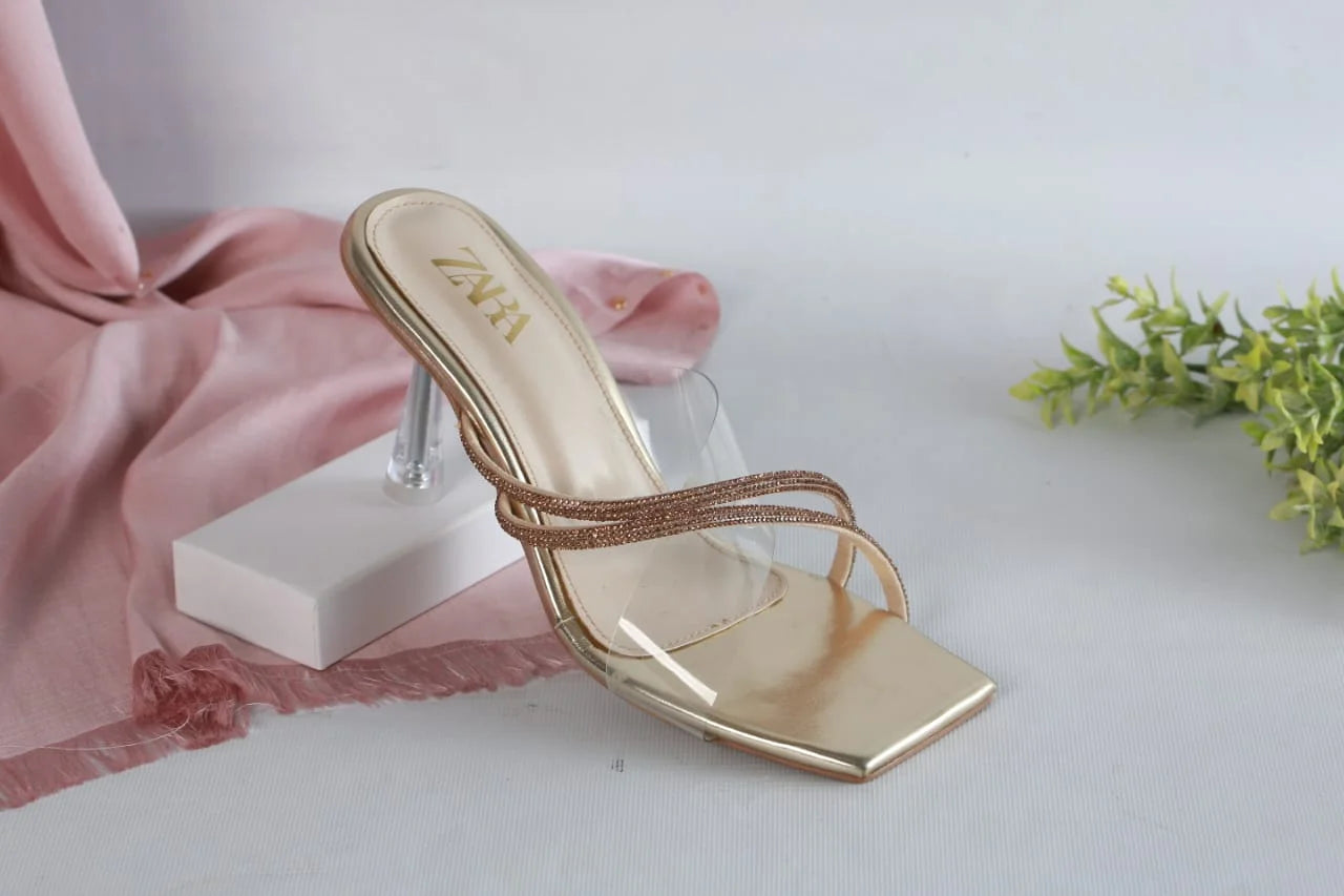 ZARA FANCY HEELS - GOLDEN