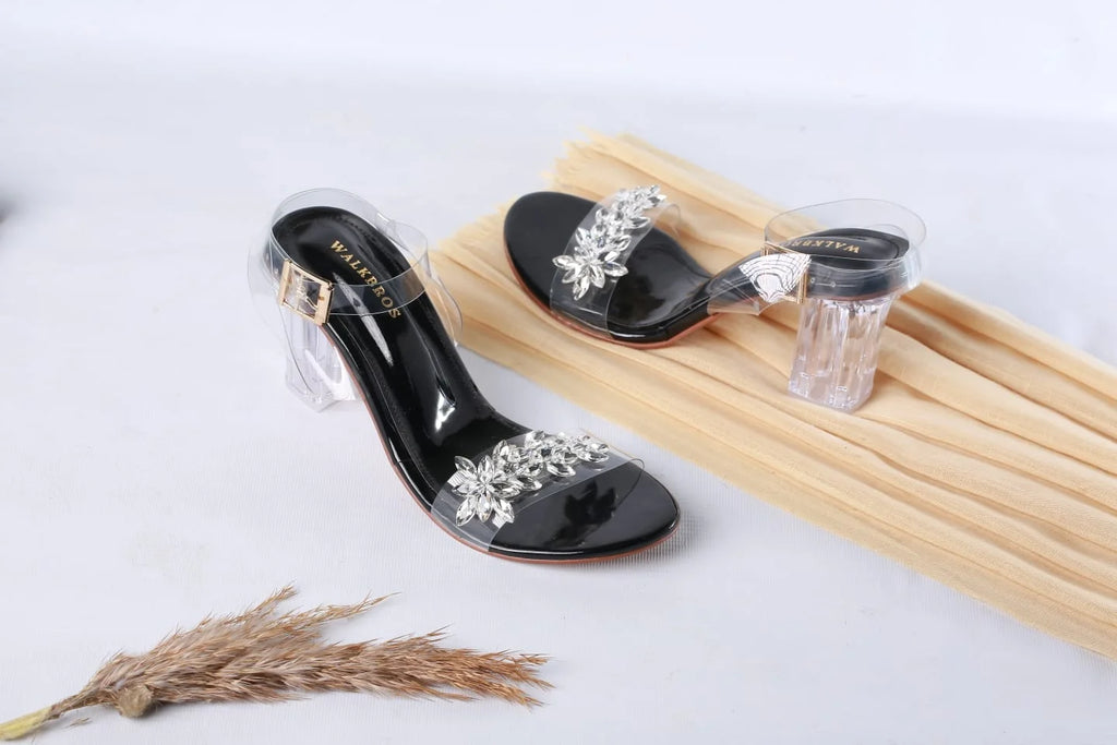 WALK BROS TRANSPARENT BROACH HEELS - BLACK