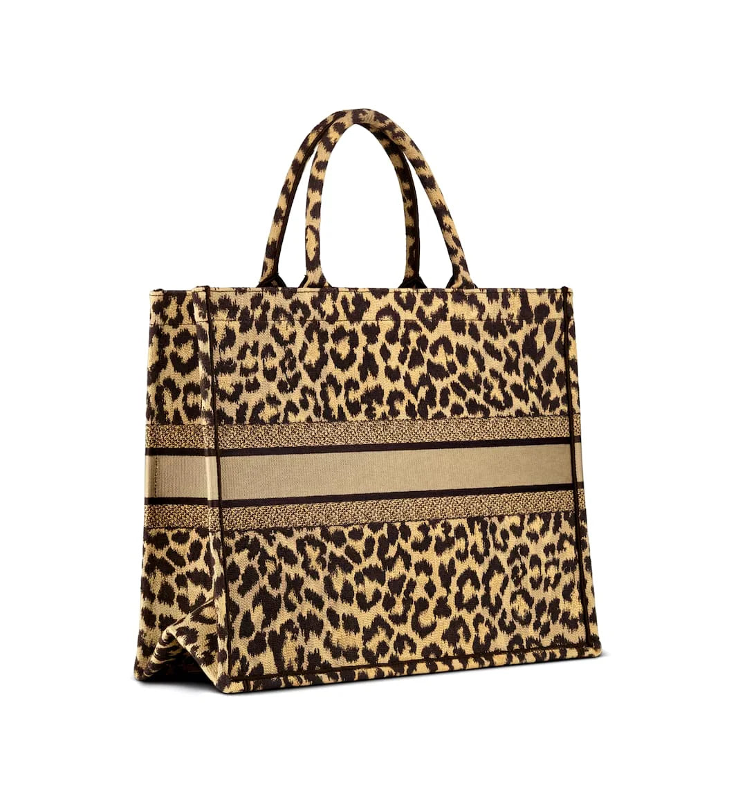 COMBO DEAL - DIOR SLIDES WITH DIOR BOOK TOTE BAG - LEOPARD