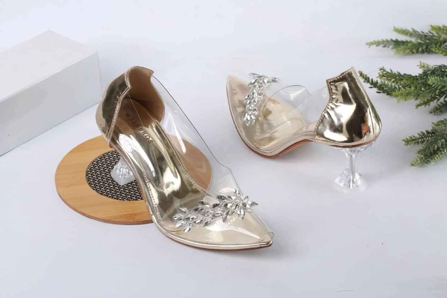 Glass heel sale pumps