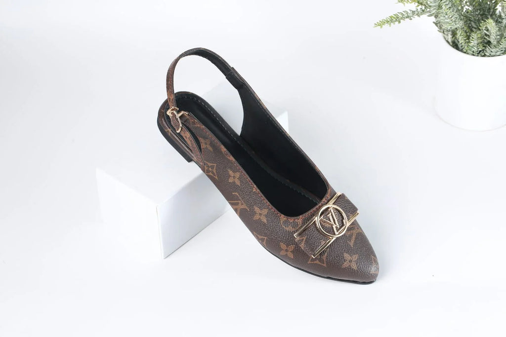 LV MONOGRAM POINTED TOE FALT PUMPS