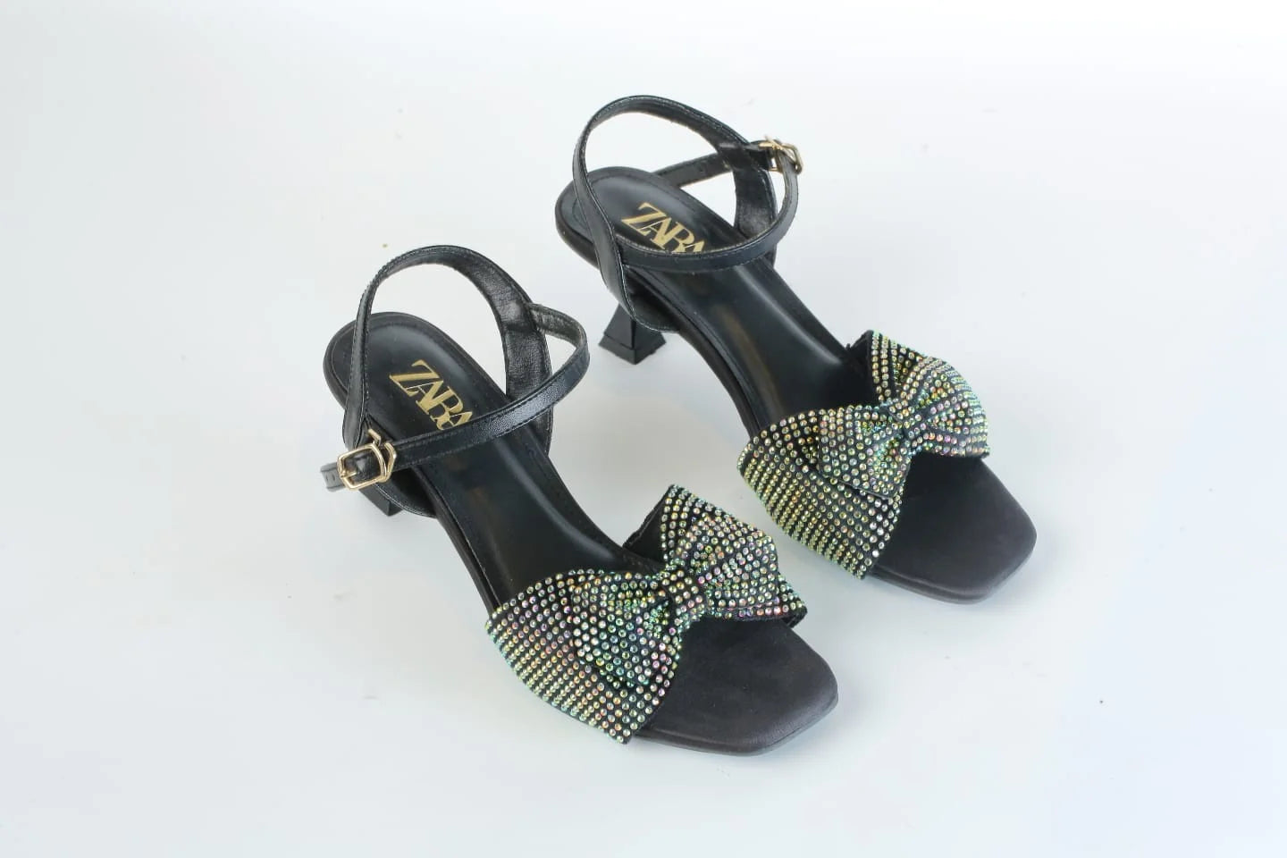 ZARA BOW FANCY SANDALS - BLACK
