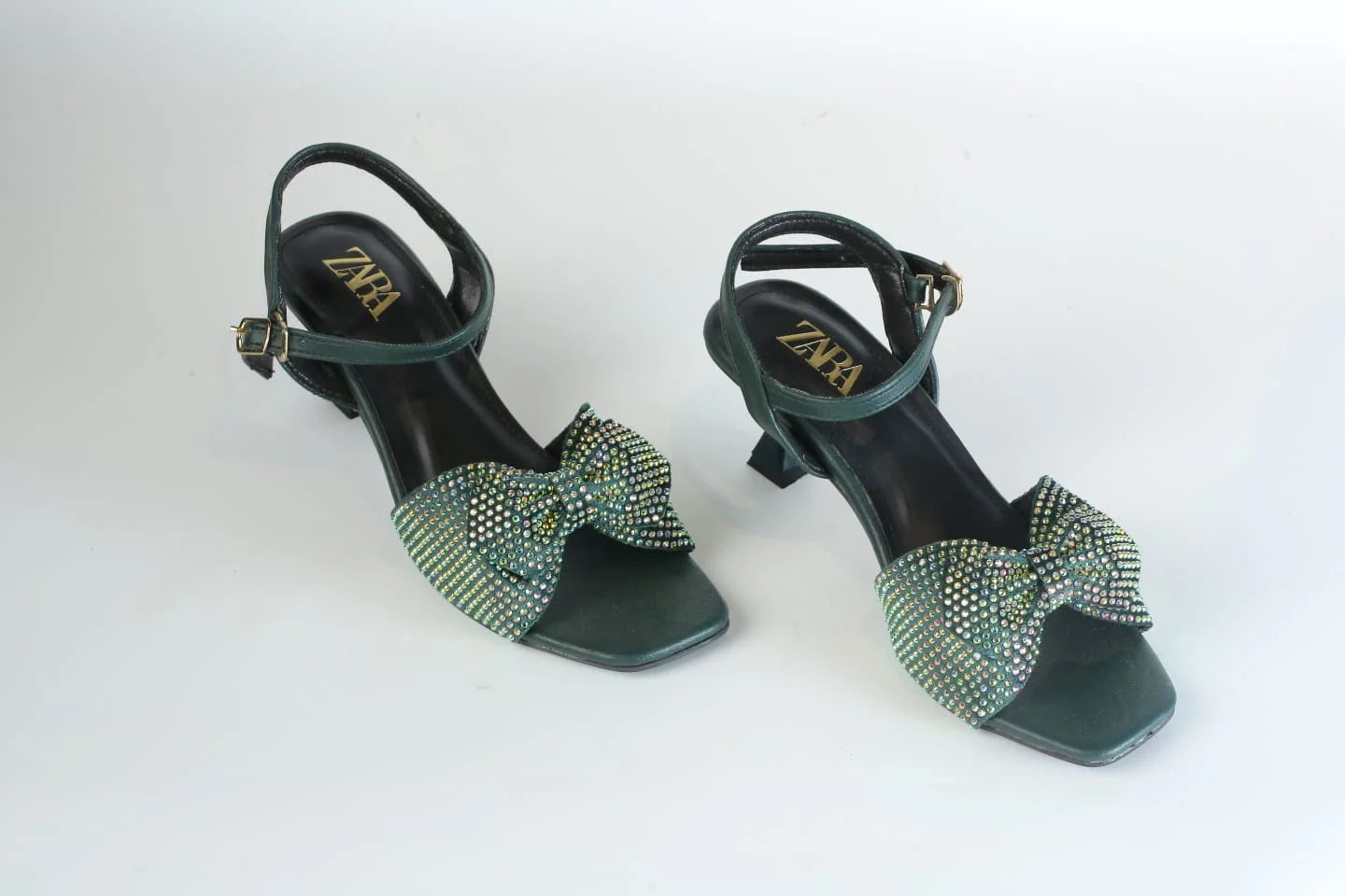 ZARA BOW FANCY SANDALS - GREEN