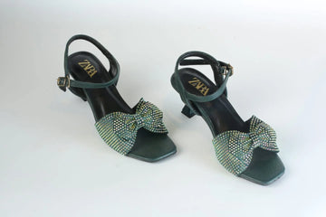 ZARA BOW FANCY SANDALS - GREEN