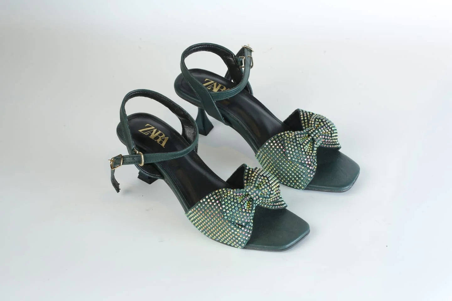 ZARA BOW FANCY SANDALS - GREEN