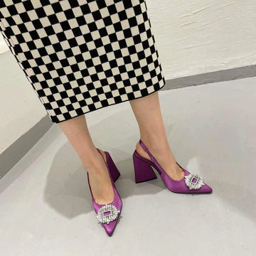 WOMEN'S POINTED TRIANGLE HEELS - PURPLE