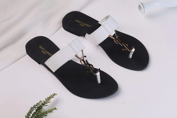 SAINT LAURENT CASSANDRA SLIPPER - WHITE