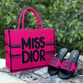 COMBO DEAL - MSS DIOR TOTE BAG & MISS DIOR SLIDES - FULL PINK