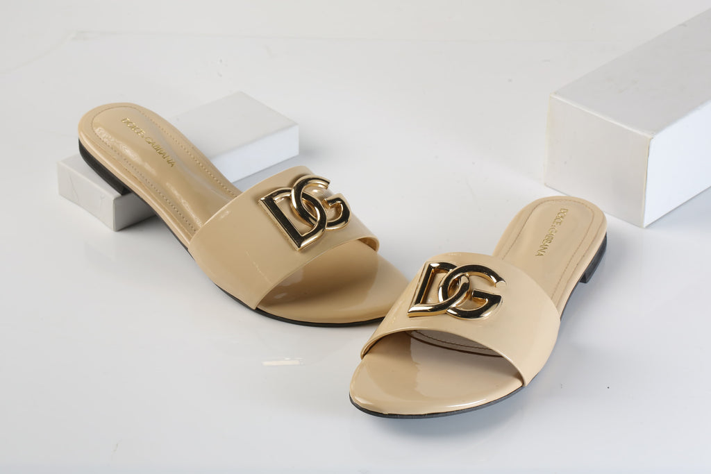 DOLCE & GABBANA SLIDE SANDALS - FAWN