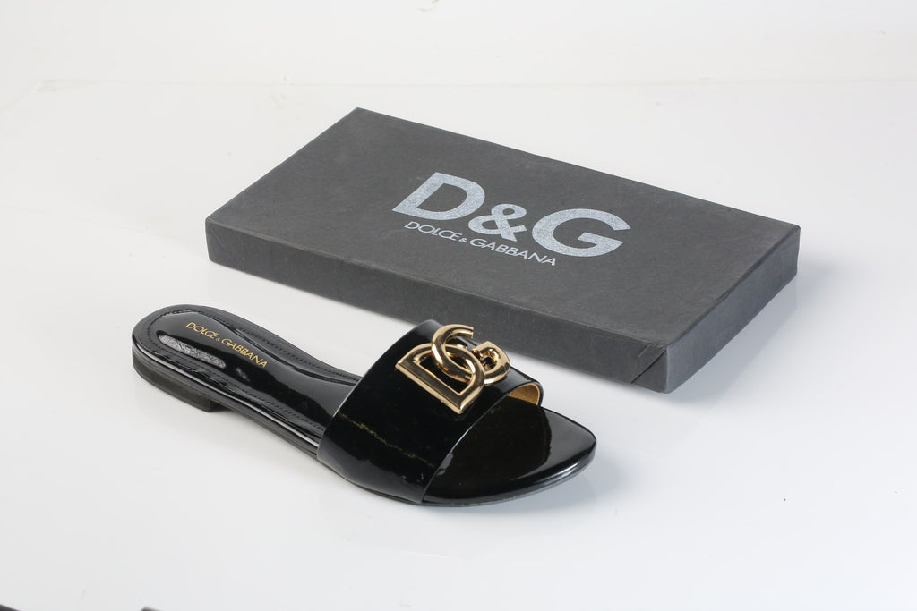 DOLCE & GABBANA SLIDE SANDALS - BLACK