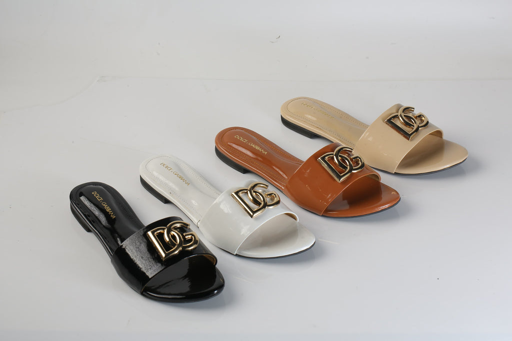DOLCE & GABBANA SLIDE SANDALS - BLACK