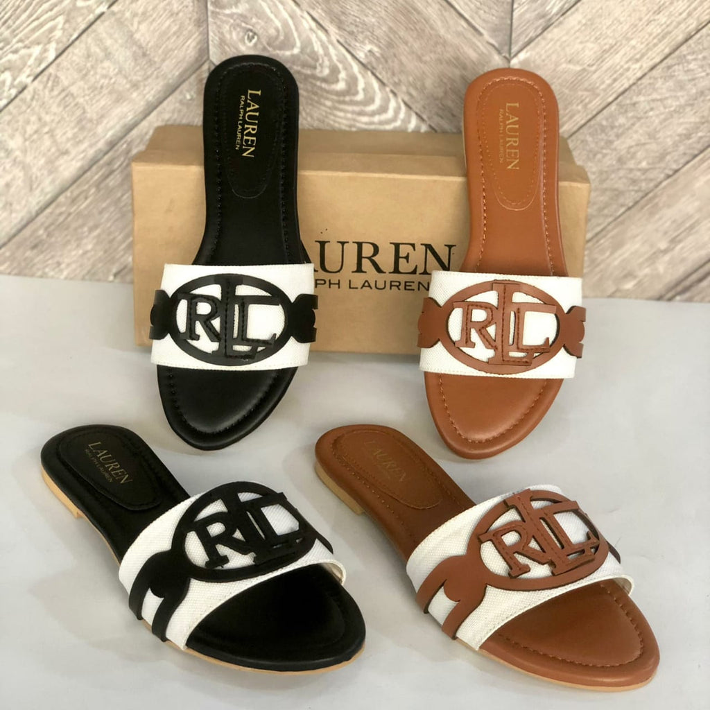 RALPH LAUREN WOMEN'S ALEGRA SLIDES - BLACK