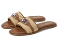MICHAEL KORS EMBER EMBELLISHED STRAW SLIDE SLIPPERS - BROWN