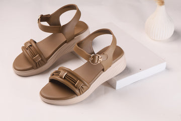 WALKBROS MEDICATED WEDGES SANDALS {  1  } - BROWN