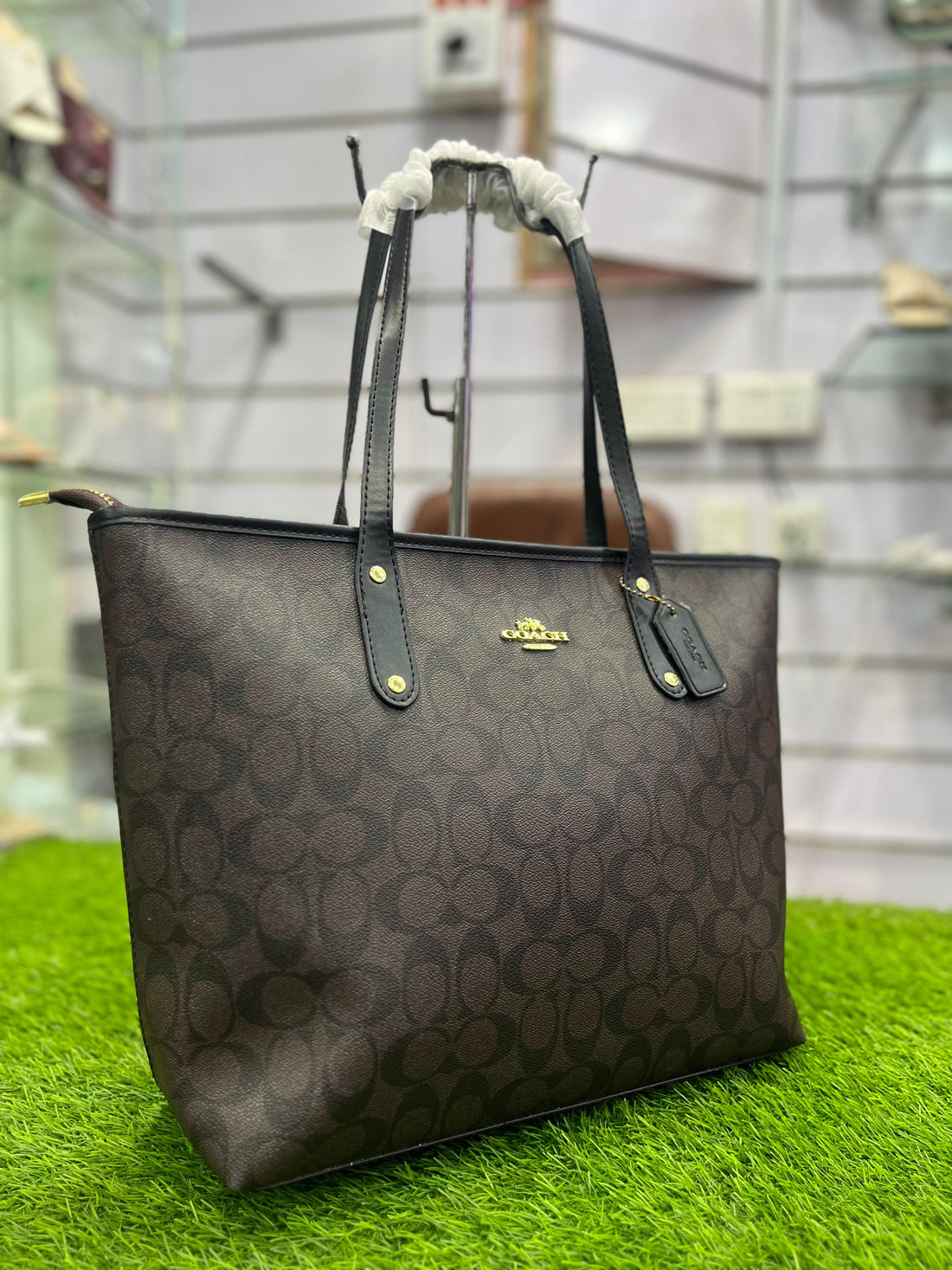 COMBO DEAL OF COACH ZIP TOTE BAG AND COACH FLAT PUMPS - COFFEE