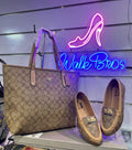 COMBO DEAL OF COACH ZIP TOTE BAG AND COACH FLAT PUMPS - BEIGE