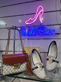 COMBO DEAL OF MK MICHAEL KORS ROSE MEDIUM  LOGO SHOULDER BAG AND FLAT PUMPS -  WHITE
