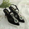WALK BROS Diamond Slingback Heels - Black
