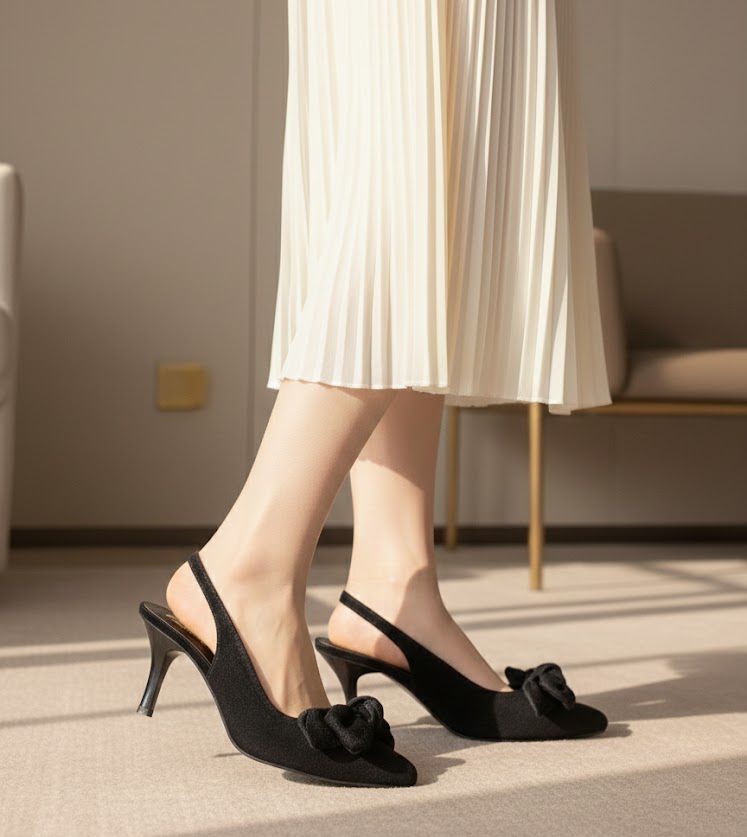 Black Bow Heels