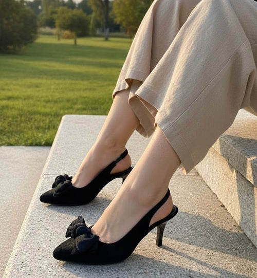 Black Bow Heels