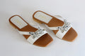 ZARA CRYSTAL FLAT SANDALS - WHITE