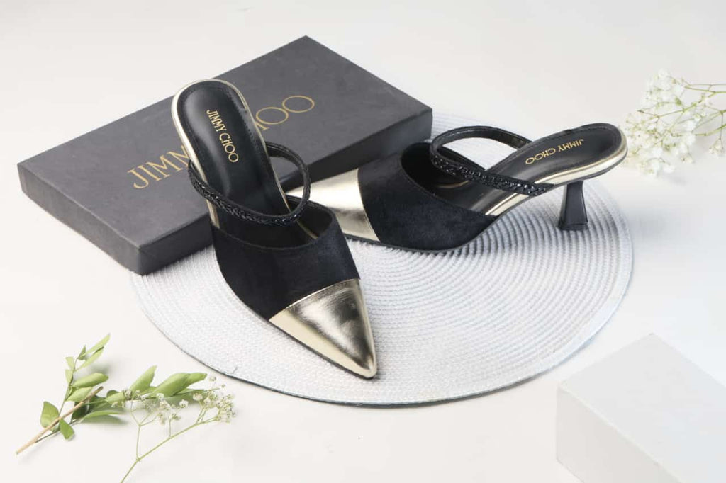 JIMMY CHOO WOMEN KITTEN HEEL - GOLD