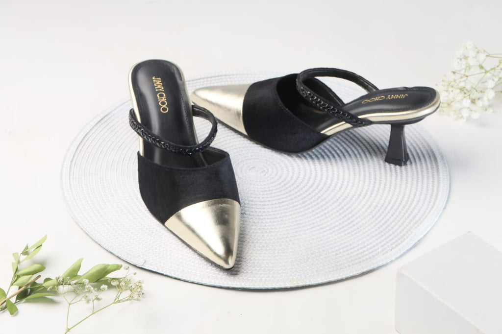 JIMMY CHOO WOMEN KITTEN HEEL - GOLD