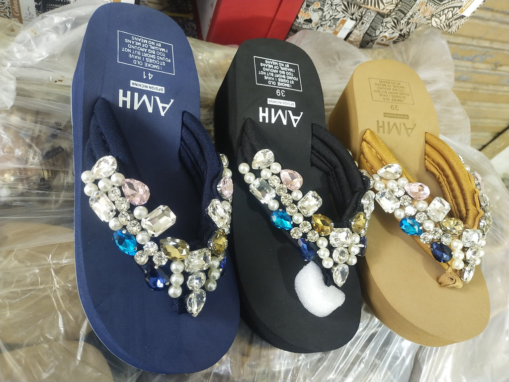 China imported wedges multi stone-BEIGE