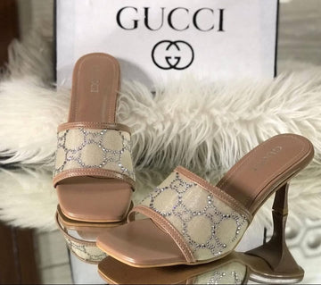 GG-Mid heel slide sandal - BEIGE