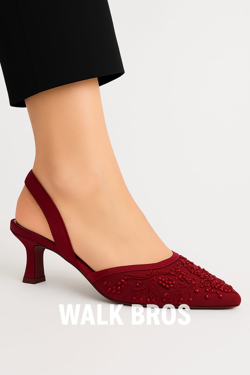 EMBROIDERY HEEL - MAROON