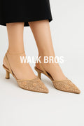 EMBROIDERY HEEL - BEIGE