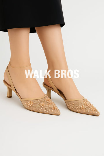 EMBROIDERY HEEL - BEIGE