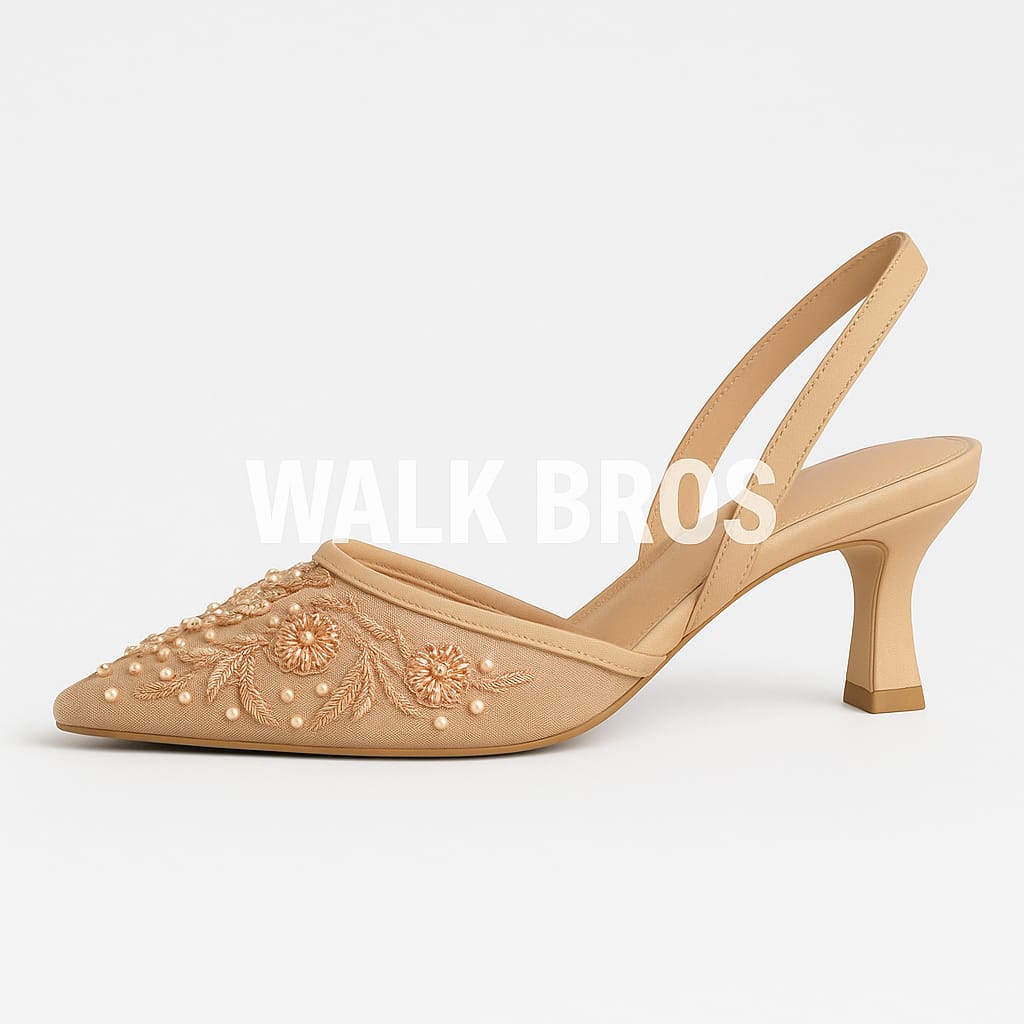 EMBROIDERY HEEL - BEIGE