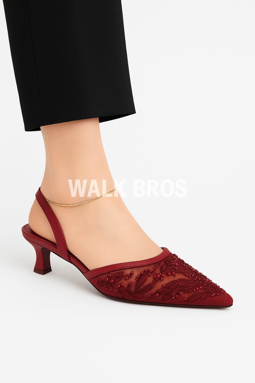 EMBROIDERY HEEL - MAROON