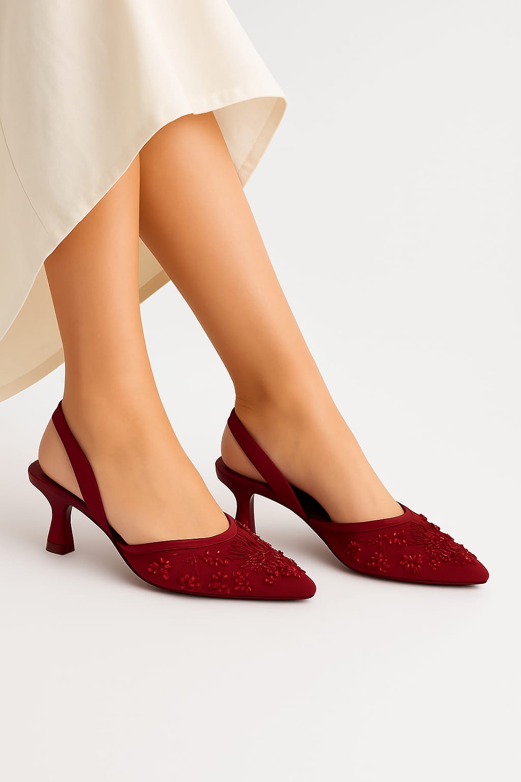 EMBROIDERY HEEL - MAROON