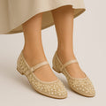 Zara pearls net pumps = BEIGE
