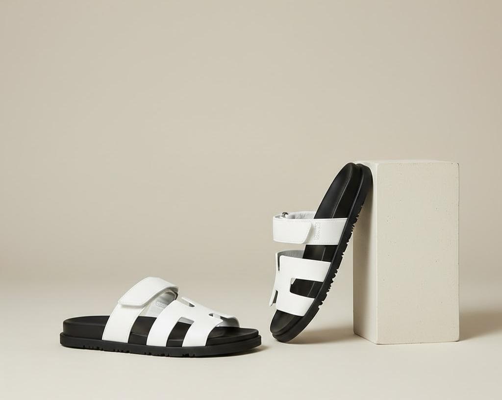Hermes Chyper Sandals White