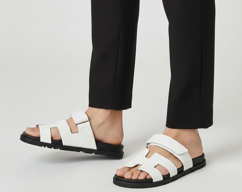 Hermes Chyper Sandals White