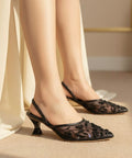 EMBROIDERY HEEL - BLACK