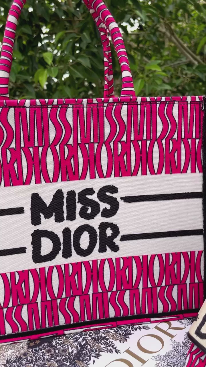COMBO DEAL - MSS DIOR TOTE BAG & MISS DIOR SLIDES - FULL BLACK