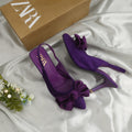 ZARA TAI KNOT HEELS - PURPLE